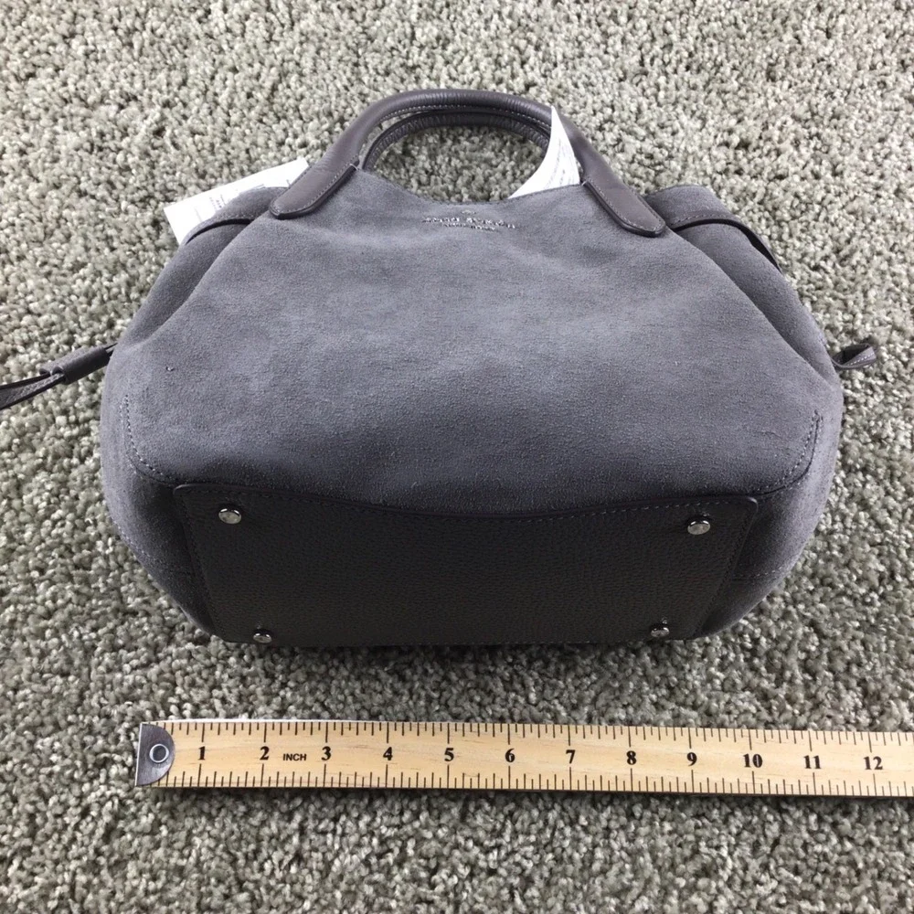 Kate Spade Dumpling Suede Leather Satchel Shoulder Bag Purse Grey KM141 NWT